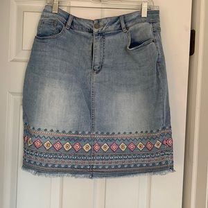 Charlie B denim embroidered "skort"